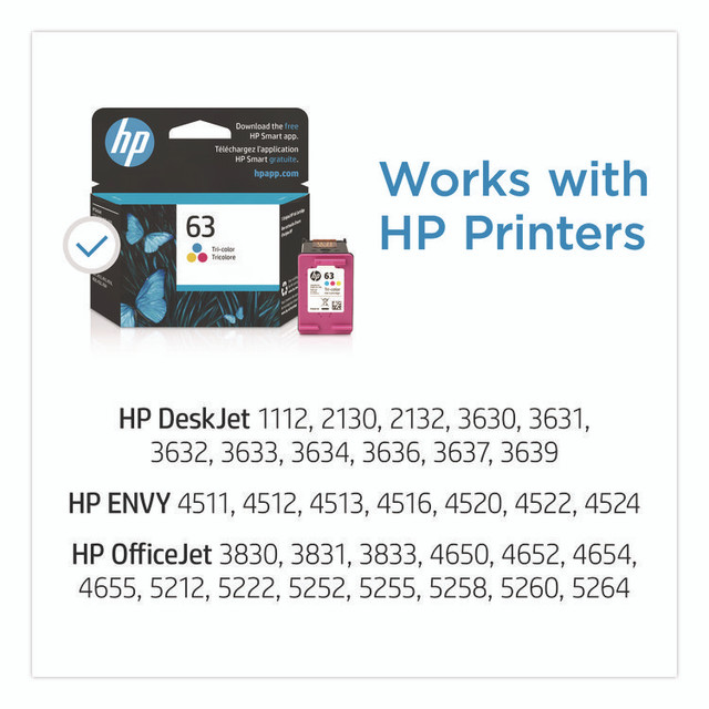HP INC F6U61AN HP 63, (F6U61AN) Tri-Color Original Ink Cartridge