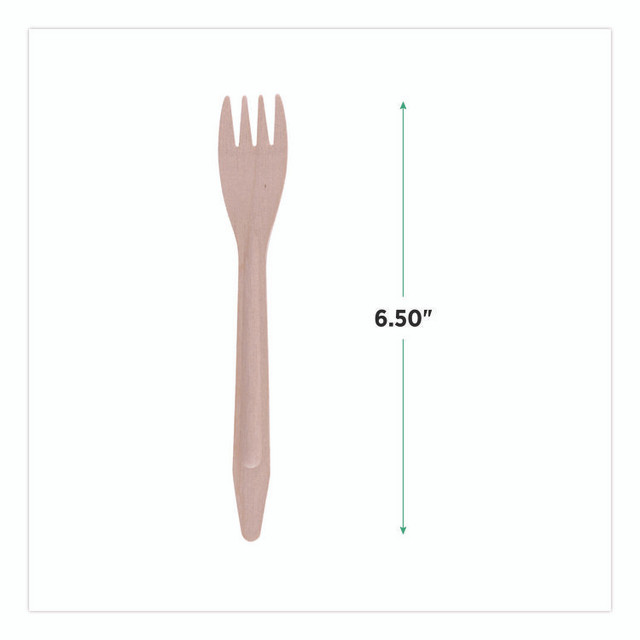 ECO-PRODUCTS,INC. EPS212W Wood Cutlery, General Purpose Fork, Natural, 500/Carton
