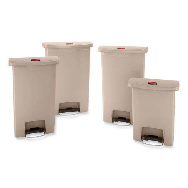 RUBBERMAID COMMERCIAL PROD. 1883456 Streamline Resin Step-On Container, Front Step Style, 8 gal, Polyethylene, Beige