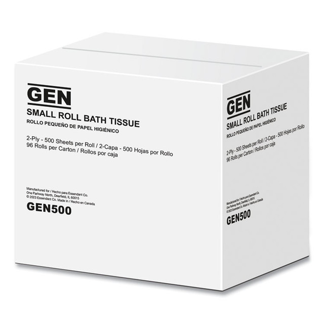 GEN 500 Bath Tissue, Septic Safe, 2 Ply, White, 500 Sheets/Roll, 96 Rolls/Carton