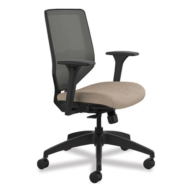 HON COMPANY SVM1ALICC22T Solve Series Mesh Back Task Chair, Supports Up to 300 lb, 18" to 23" Seat Height, Putty Seat, Charcoal Back, Black Base