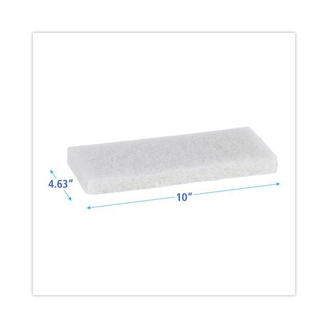 BOARDWALK 401 Light Duty Scour Pad, 4.63 x 10, White, 20/Carton