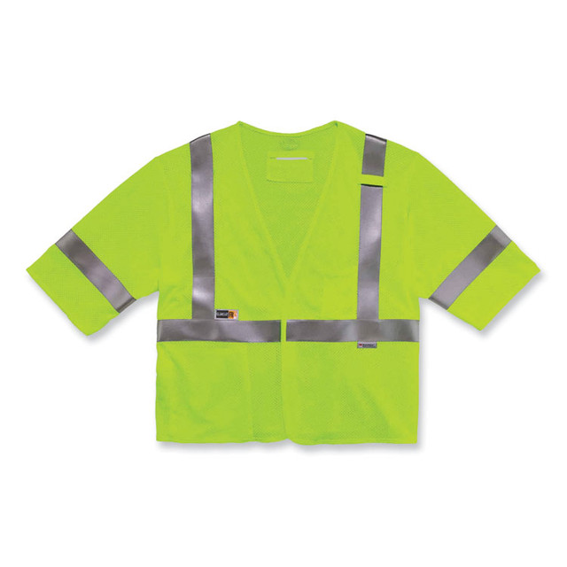 TENACIOUS HOLDINGS, INC. ergodyne® 22215 GloWear 8356FRHL Class 3 FR Hook and Loop Safety Vest with Sleeves, Modacrylic, Large/X-Large, Lime