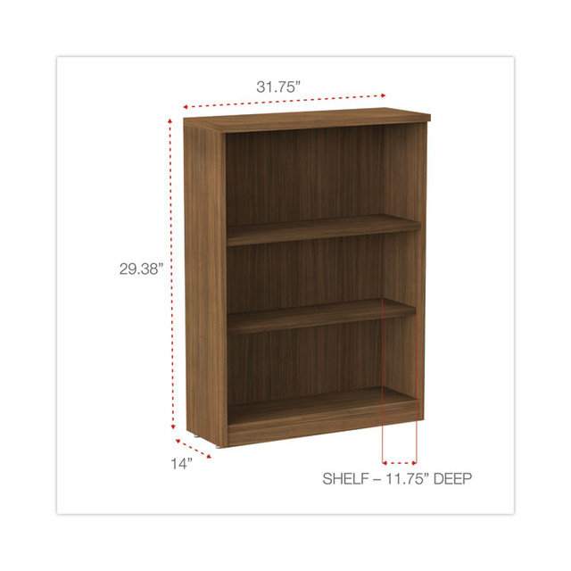 ALERA VA634432WA Alera Valencia Series Bookcase, Three-Shelf, 31.75w x 14d x 39.38h, Modern Walnut