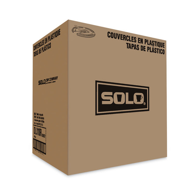 DART SOLO® DLX10R Lift Back and Lock Tab Cup Lids for Foam Cups, Fits 10 oz Solo Trophy Hot/Cold Drink Cups, Plastic, White, 2,000/Carton