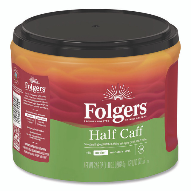 KEURIG DR PEPPER Folgers® 20527 Half Caff Ground Coffee, 22.6 oz Canister