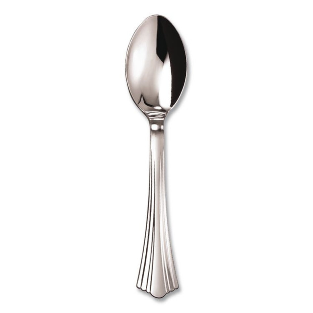 WNA, INC. REF320SP Reflections Heavyweight Plastic Utensils, Spoon, Silver, 40/Pack, 8 Packs/Carton