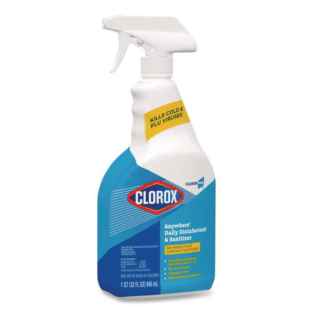 CLOROX SALES CO. 01698CT CloroxPro Anywhere Daily Disinfectant and Sanitizer, 32 oz Spray Bottle, 12/Carton