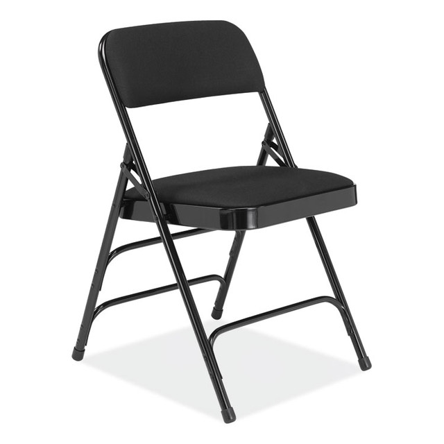 NATIONAL PUBLIC SEATING NPS® 2310 2300 Series Fabric Upholstered Triple Brace Premium Folding Chair, Supports Up to 500 lb, Midnight Black, 4/Carton