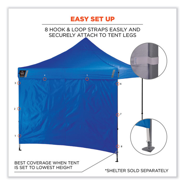 TENACIOUS HOLDINGS, INC. ergodyne® 12997 Shax 6098 Pop-Up Tent Sidewall, Single Skin, 10 ft x 10 ft, Polyester, Blue