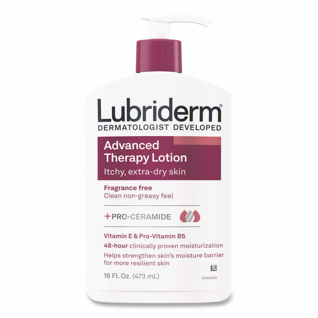 JOHNSON & JOHNSON Lubriderm® 48322EA Advanced Therapy Moisturizing Hand/Body Lotion, 16 oz Pump Bottle