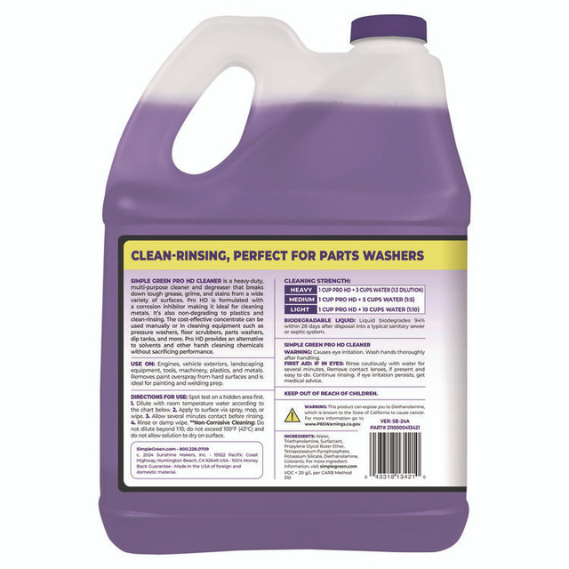 SUNSHINE MAKERS, INC. Simple Green® 13421 Pro HD Heavy-Duty Cleaner, Unscented, 1 gal Bottle, 4/Carton
