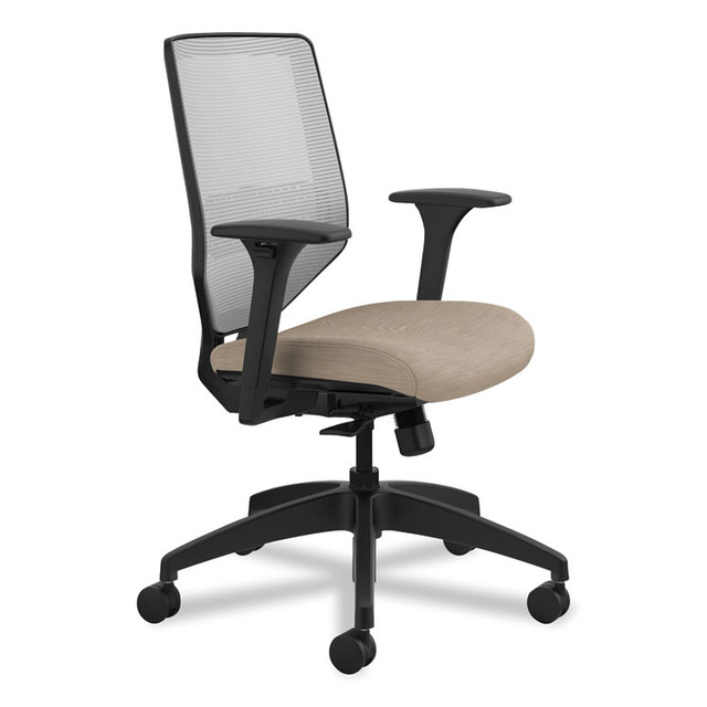 HON COMPANY SVM1ALIFC22T Solve Series Mesh Back Task Chair, Supports Up to 300 lb, 18" to 23" Seat Height, Putty Seat, Fog Back, Black Base