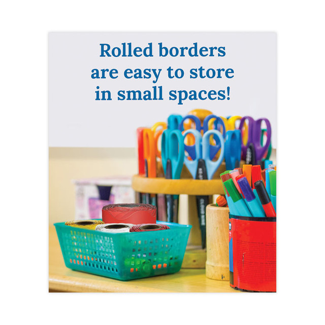 CARSON-DELLOSA EDUCATION 108465 Rolled Borders, Scalloped Border, Back to School, 2.25" x 65 ft, Red