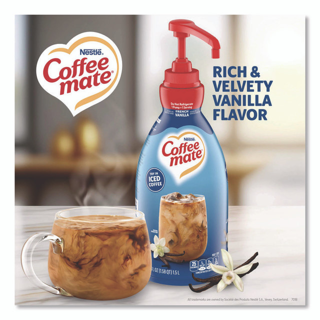 NESTLE Coffee mate® 31803 Liquid Coffee Creamer, French Vanilla, 1.5 L Pump Bottle