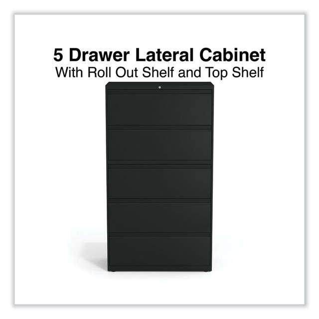 ALERA HLF3667BL Lateral File, 5 Legal/Letter/A4/A5-Size File Drawers, Black, 36" x 18.63" x 67.63"