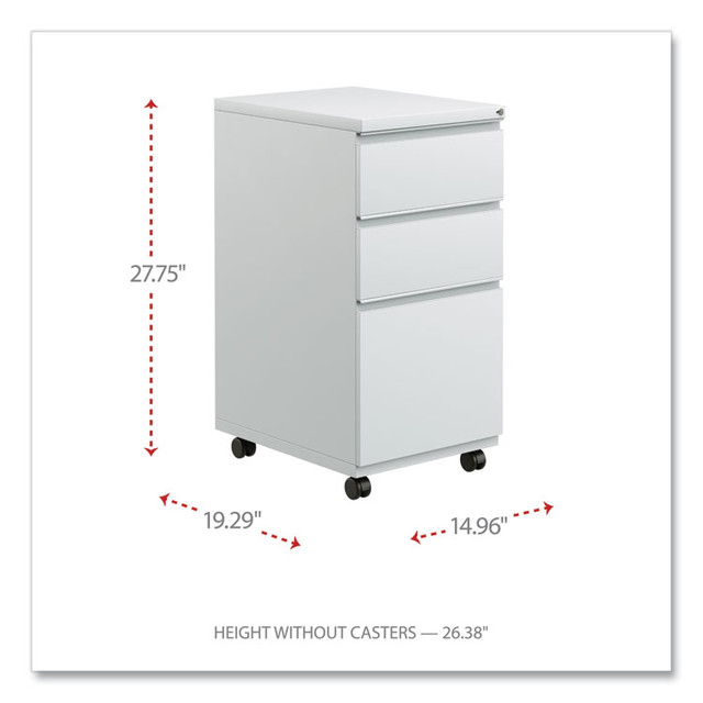 ALERA PBBBFLG File Pedestal with Full-Length Pull, Left/Right, 3-Drawers: Box/Box/File, Legal/Letter, Light Gray, 14.96" x 19.29" x 27.75"