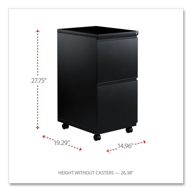 ALERA PBFFBL File Pedestal with Full-Length Pull, Left or Right, 2 Legal/Letter-Size File Drawers, Black, 14.96" x 19.29" x 27.75"