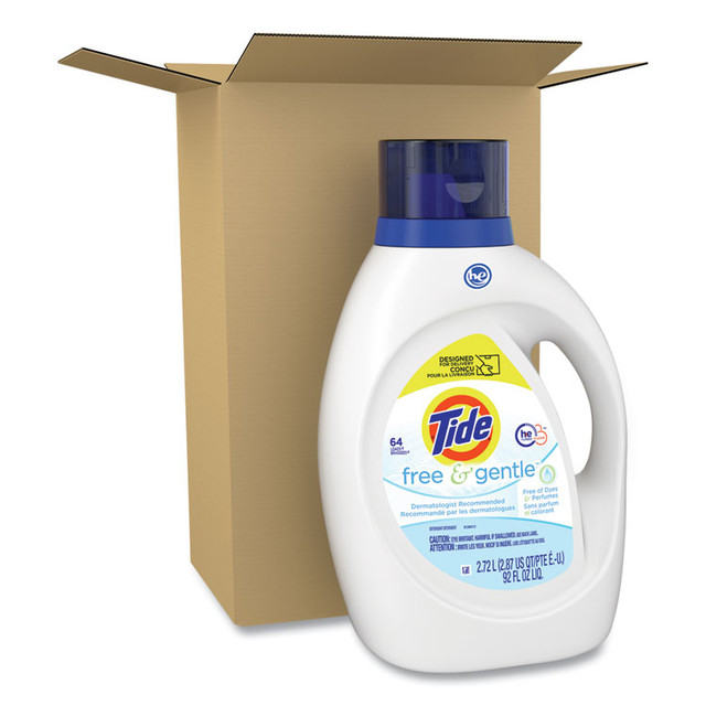 PROCTER & GAMBLE Tide® 48871 Free and Gentle Liquid Laundry Detergent, HE Compatible, Unscented, 92 oz Bottle