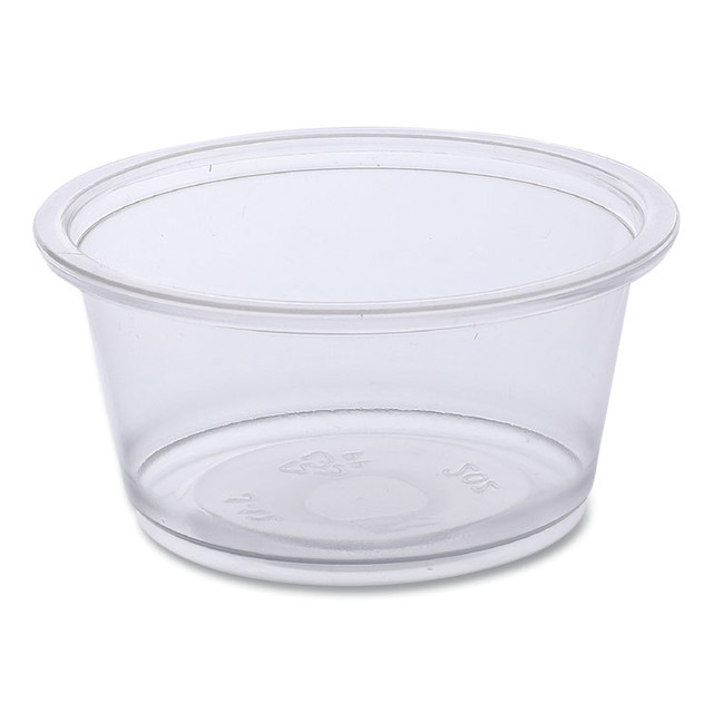 BOARDWALK PRTN2TS Souffle/Portion Cups, 2 oz, Plastic, Clear, 125/Sleeve, 20 Sleeves/Carton