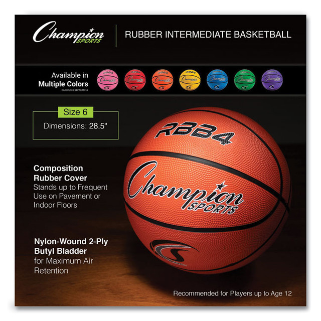 CHAMPION SPORT Sports RBB4 Rubber Sports Ball, Basketball, No. 6 Size, Orange