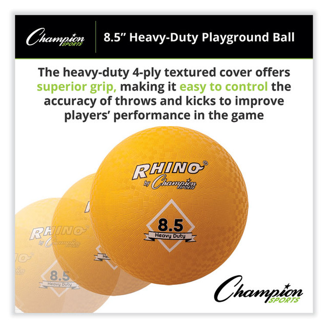 CHAMPION SPORT Sports PG85HD Heavy Duty Playground Ball, 8.5" Diameter, Yellow