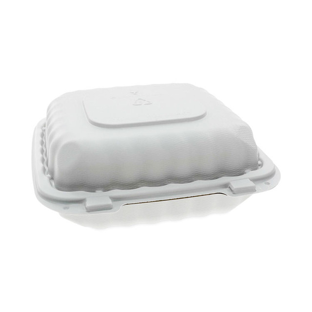 PACTIV EVERGREEN CORPORATION YCN808010000 EarthChoice SmartLock Microwavable MFPP Hinged Lid Container, 8.31 x 8.35 x 3.1, White, Plastic, 200/Carton