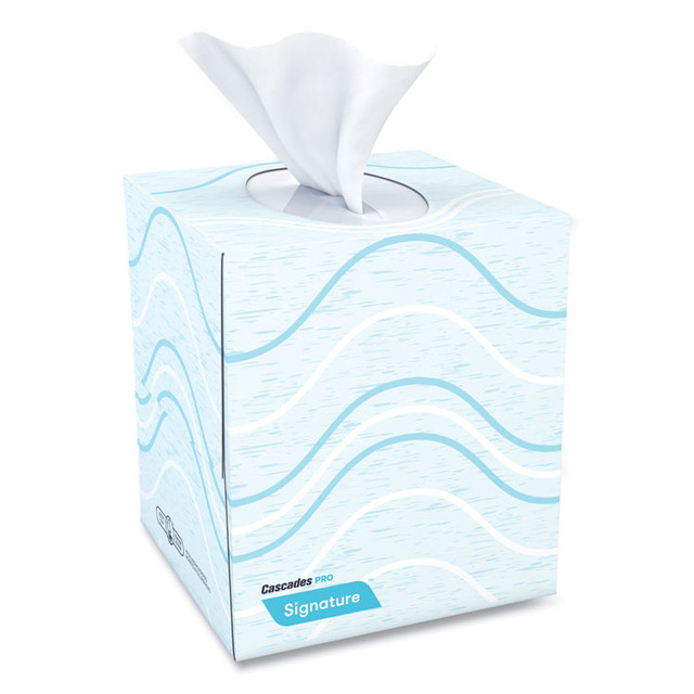 CASCADES TISSUE GROUP PRO F710 Signature Facial Tissue, Cube Box, 2-Ply, White, 90 Sheets/Box, 36 Boxes/Carton