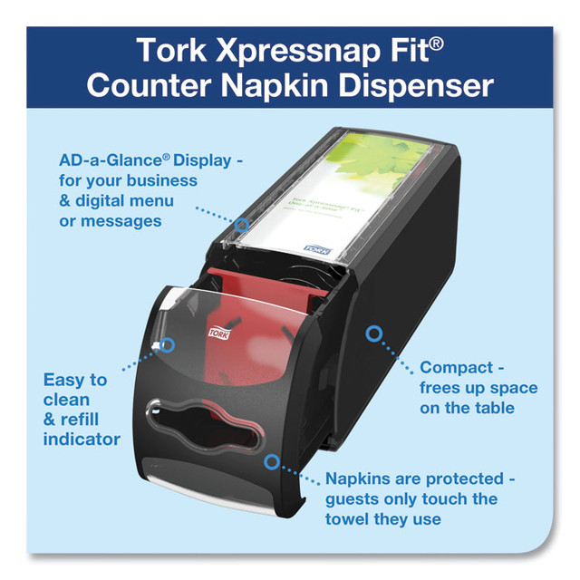 SCA TISSUE Tork® 7432000 Xpressnap Fit Napkin Dispenser, Countertop, 4.8 x 12.8 x 5.6, Black