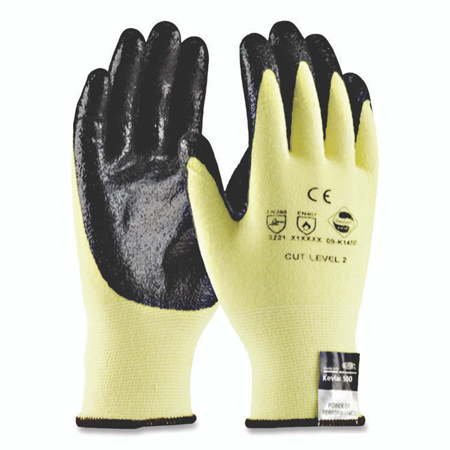 PROTECTIVE INDUSTRIAL PRODUCTS INC G-Tek® 09K1450XL KEV Seamless Knit Kevlar Gloves, EN388: 3X21B, X-Large, Yellow/Black, 12 Pairs