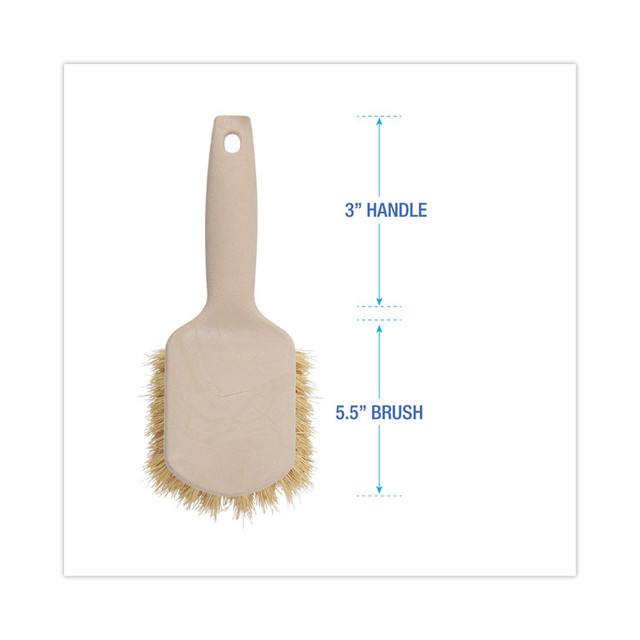 BOARDWALK 4208 Utility Brush, Cream Tampico Bristles, 5.5" Brush, 3" Tan Plastic Handle