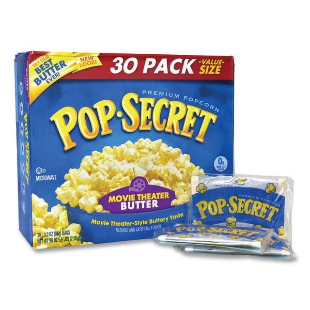 DIAMOND FOODS Pop Secret® 22000633 Microwave Popcorn, Movie Theater Butter, 3 oz Bags, 30/Carton