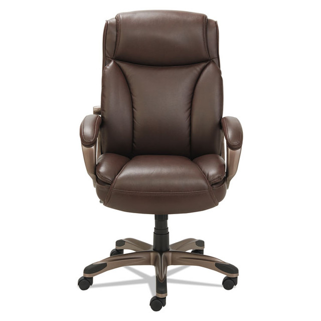 ALERA VN4159 Alera Veon Series Executive High-Back Bonded Leather Chair, Supports Up to 275 lb, Brown Seat/Back, Bronze Base