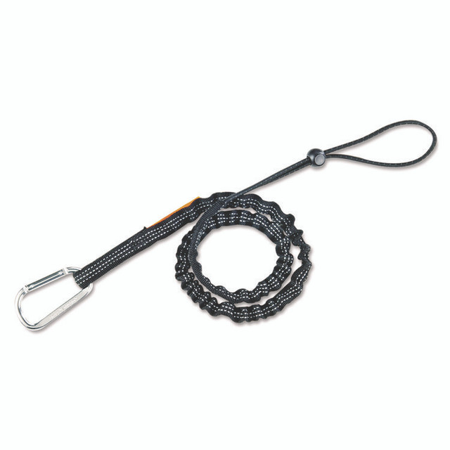 TENACIOUS HOLDINGS, INC. ergodyne® 19002 Squids 3100 Lanyard with Aluminum Carabiner + Cinch-Loop, 10 lb Max Working Capacity, 35" to 45" Long, Black