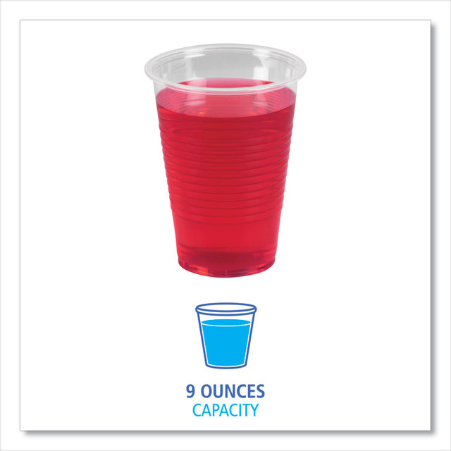 BOARDWALK TRANSCUP9CT Translucent Plastic Cold Cups, 9 oz, Polypropylene, 100 Cups/Sleeve, 25 Sleeves/Carton