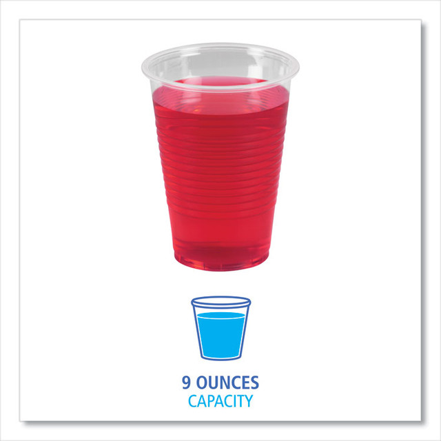 BOARDWALK TRANSCUP9CT Translucent Plastic Cold Cups, 9 oz, 100/Sleeve, 25 Sleeves/Carton