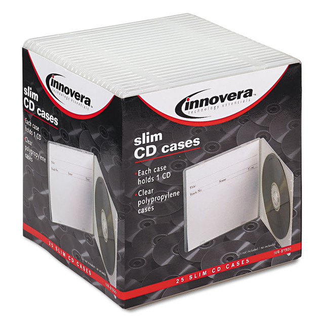 INNOVERA 81900 Slim CD Case, Clear, 25/Pack