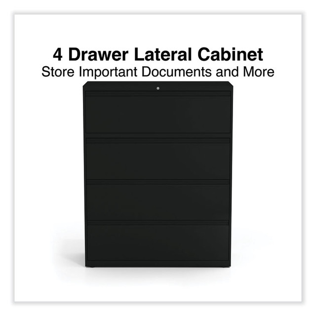 ALERA HLF4254BL Lateral File, 4 Legal/Letter-Size File Drawers, Black, 42" x 18.63" x 52.5"