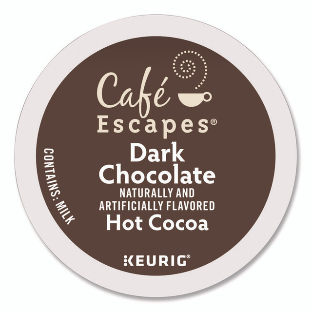 KEURIG DR PEPPER Café Escapes® 6802 Cafe Escapes Dark Chocolate Hot Cocoa K-Cups, 24/Box
