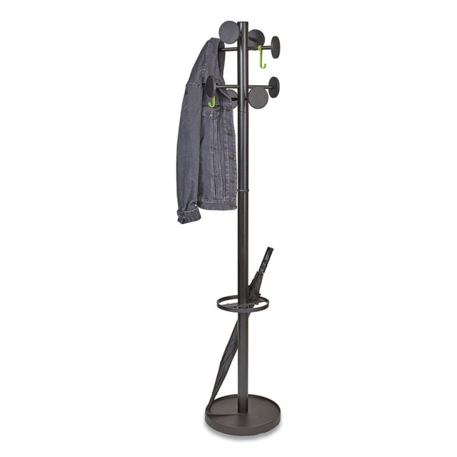 ALBA PMSTAN3N Stan3 Steel Coat Rack, Stand Alone Rack, Eight Knobs, 15w x 15d x 69.3h, Black