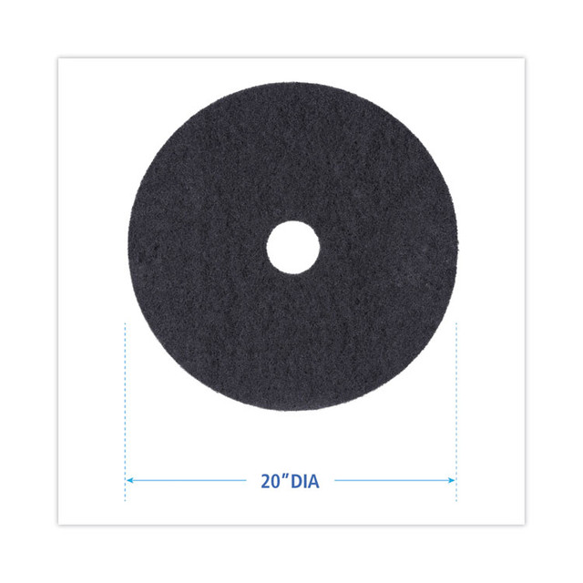 BOARDWALK 4020BLA Stripping Floor Pads, 20" Diameter, Black, 5/Carton