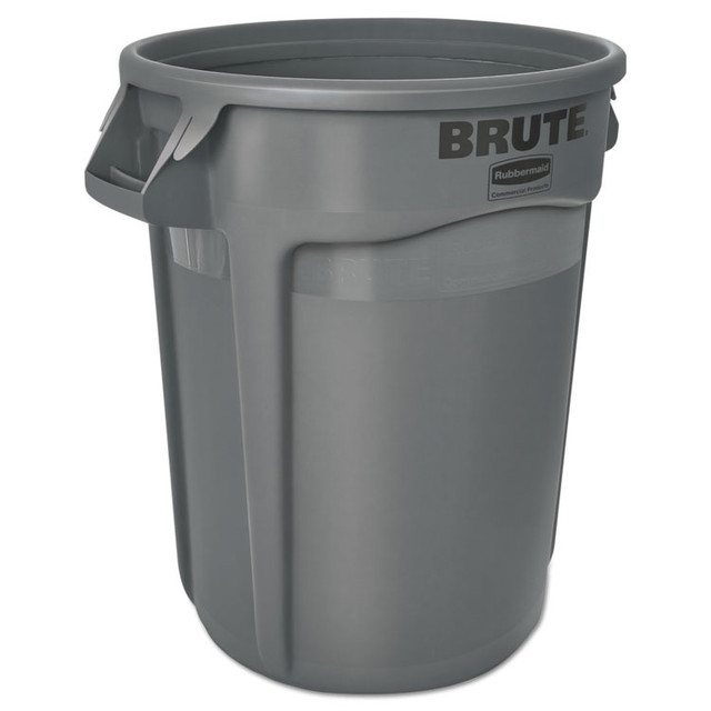 RUBBERMAID COMMERCIAL PROD. 263200GY Vented Round Brute Container, 32 gal, Plastic, Gray