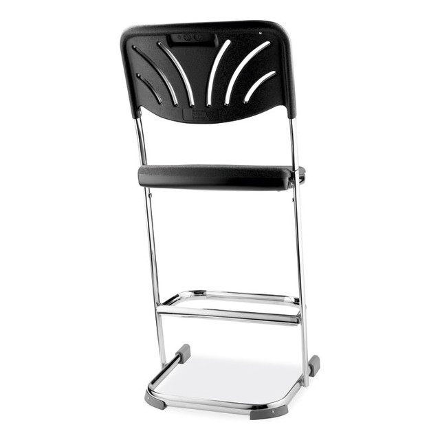 NATIONAL PUBLIC SEATING NPS® 6624B 6600 Series Elephant Z-Stool With Backrest, Supports Up to 500 lb, 24" Seat Heightt, Black Seat, Black Back, Chrome Frame