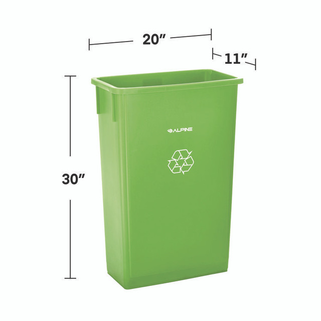 ALPINE INDUSTRIES ALP477LGRN Slim 23 Gallon Recycling Bin, Plastic, Lime Green