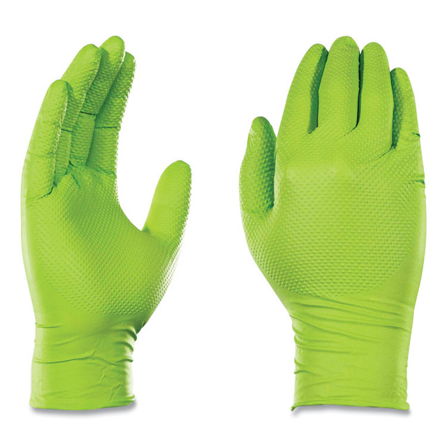 AMMEX CORPORATION GloveWorks® by GWGN48100 Heavy-Duty Industrial Nitrile Gloves, Powder-Free, X-Large, 8 mil Thick, 9.5" Long, Green, 100/Box, 10 Boxes/Carton