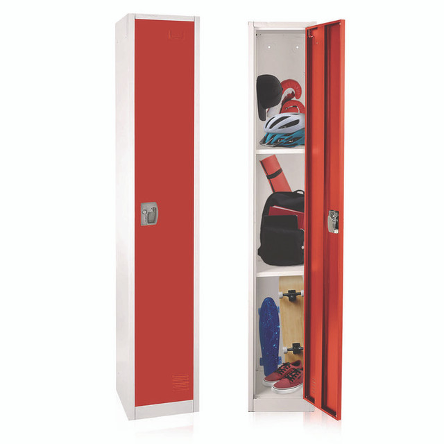 ADIROFFICE I629201RED Steel Storage Locker, 1 Compartment, 12 x 12 x 72, Red