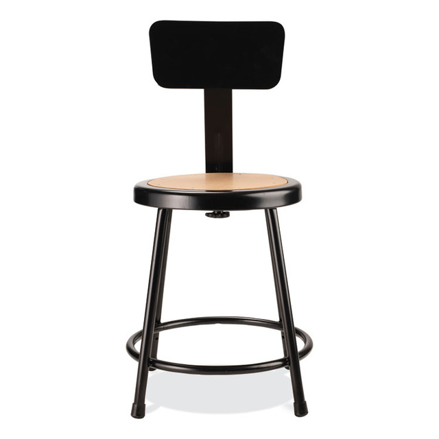 NATIONAL PUBLIC SEATING NPS® 6218B10 6200 Series Heavy Duty Stool with Backrest, Supports Up to 500 lb, 18" Seat Height, Brown Seat, Black Back/Base