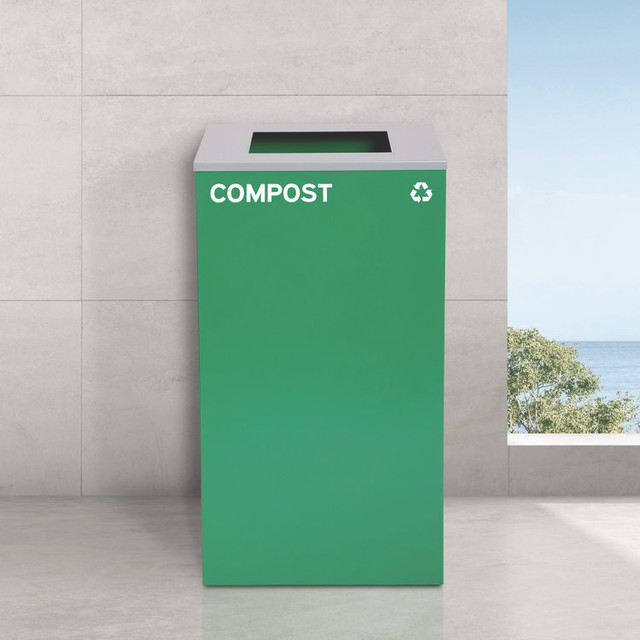 ALPINE INDUSTRIES 4450BLKKIT20 29 Gallon Trash/Recycling Cans, Steel, Blue Cans/Bottles Recycling Can w/Mixed Lid, Green Compost and Black Trash w/Sq Lid