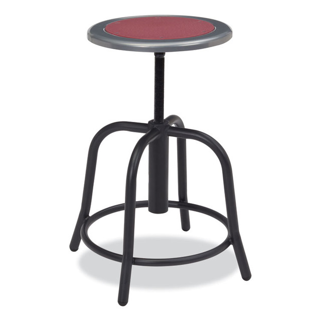 NATIONAL PUBLIC SEATING NPS® 681810 6800 Series Height Adjustable Metal Seat Stool, Supports Up to 300 lb, 18" to 24" Seat Height, Burgundy Seat, Black Base