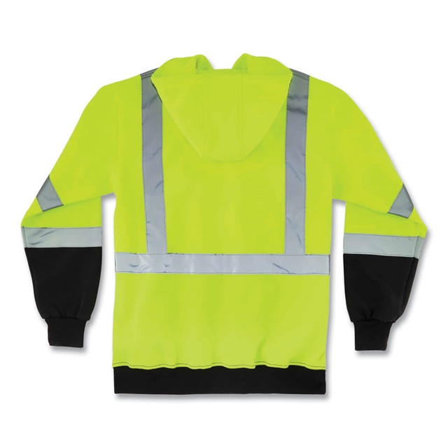 TENACIOUS HOLDINGS, INC. ergodyne® 21885 GloWear 8373 Hi-Vis Class 3 Hooded Sweatshirt with Black Bottom, Polar Fleece, Lime, X-Large